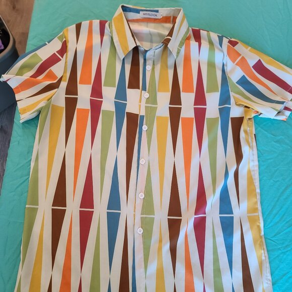 NWOT Misslook Men's Short Sleeve Button Down Medium - Picture 1 of 7
